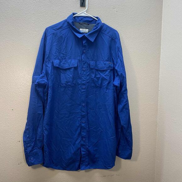 Columbia PFG Shirt Mens SZ L Tall Blue Long Sleeve Button Down Fishing Vented - Picture 1 of 6
